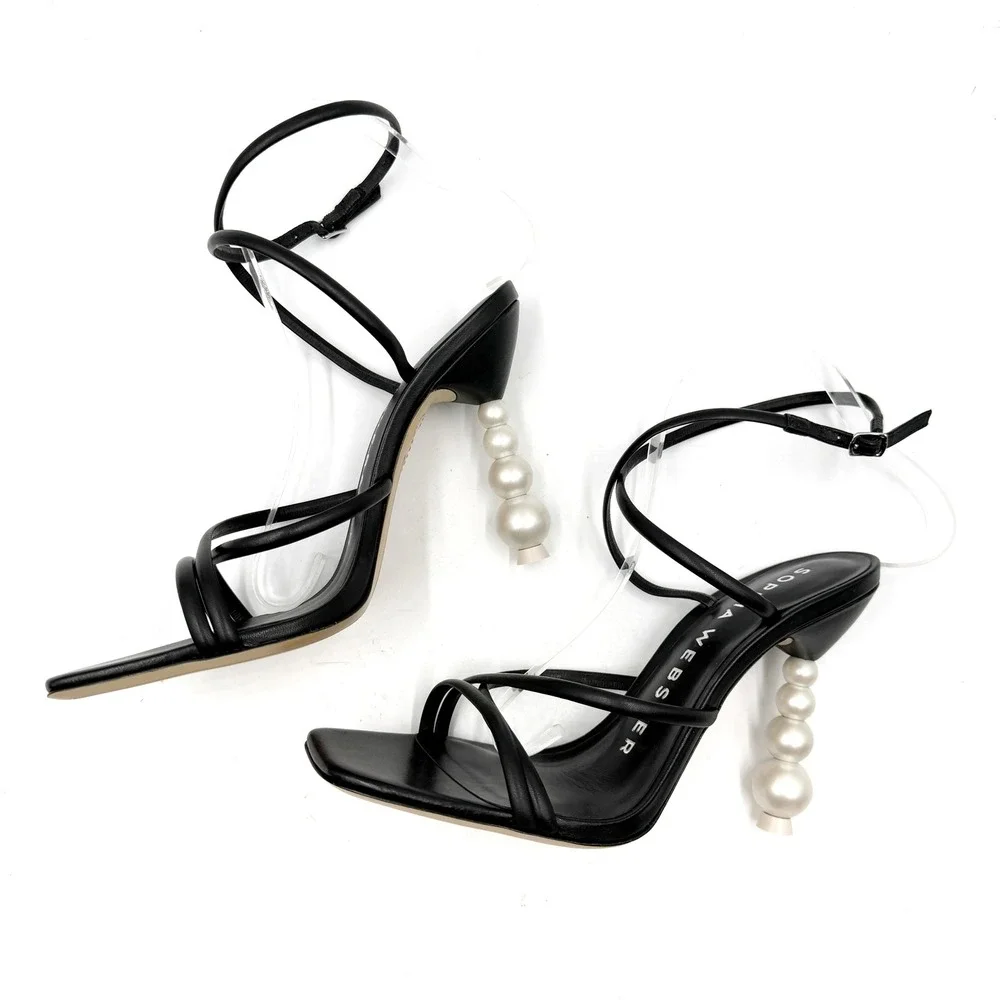 Sophia Webster Perla Strappy Sandal Black Pearl Heels Women Sz 39.5 / 9.5